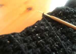 引き上げ編みの棒針編み風ニット帽