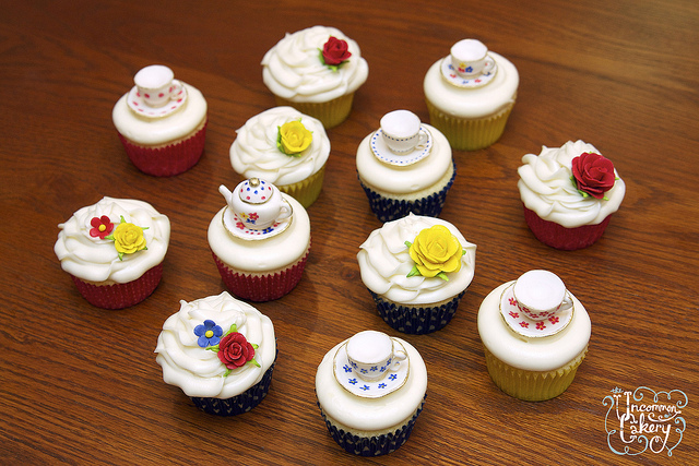 Hand painted Tea Party Cupcakes